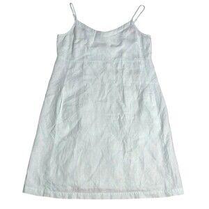 Eileen Fisher Linen Dress Womens Size M Green Tunic Shift Sun Dress Pockets